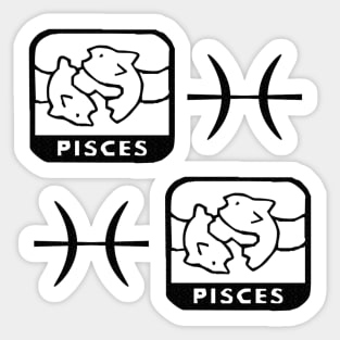 Pisces Birth Sign - Black Sticker